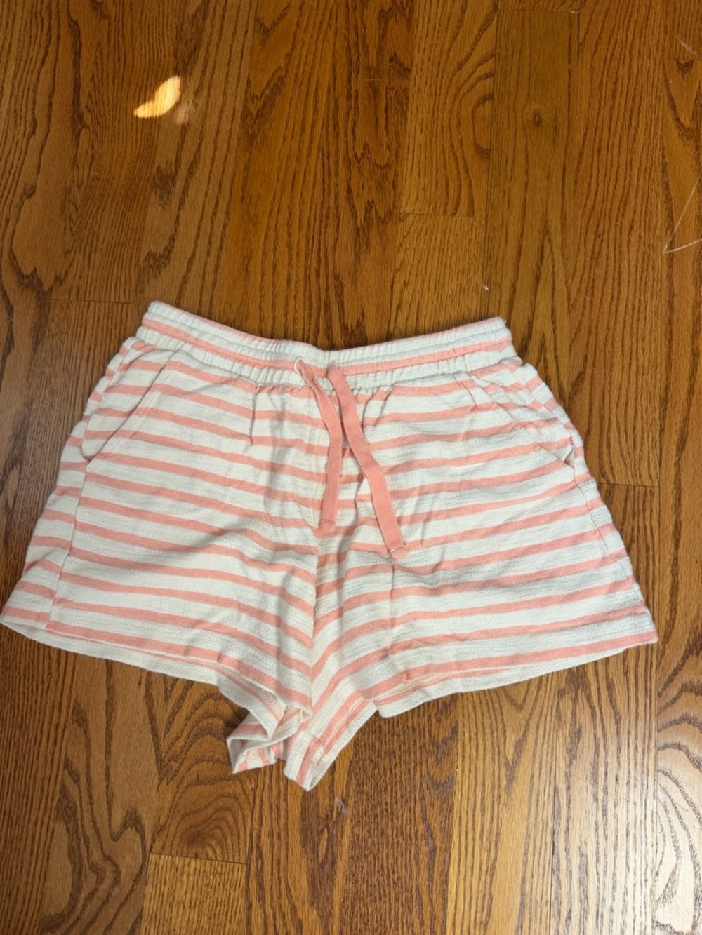 Old Navy Pink and White Striped Athletic Shorts